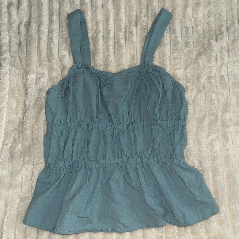 Women's Universal Thread Sleeveless Peplum Tank Top with Tiered Ruching • XS